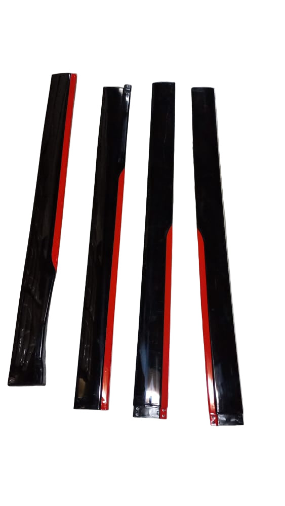 Universal 4-Piece Side Skirts with Red Trim