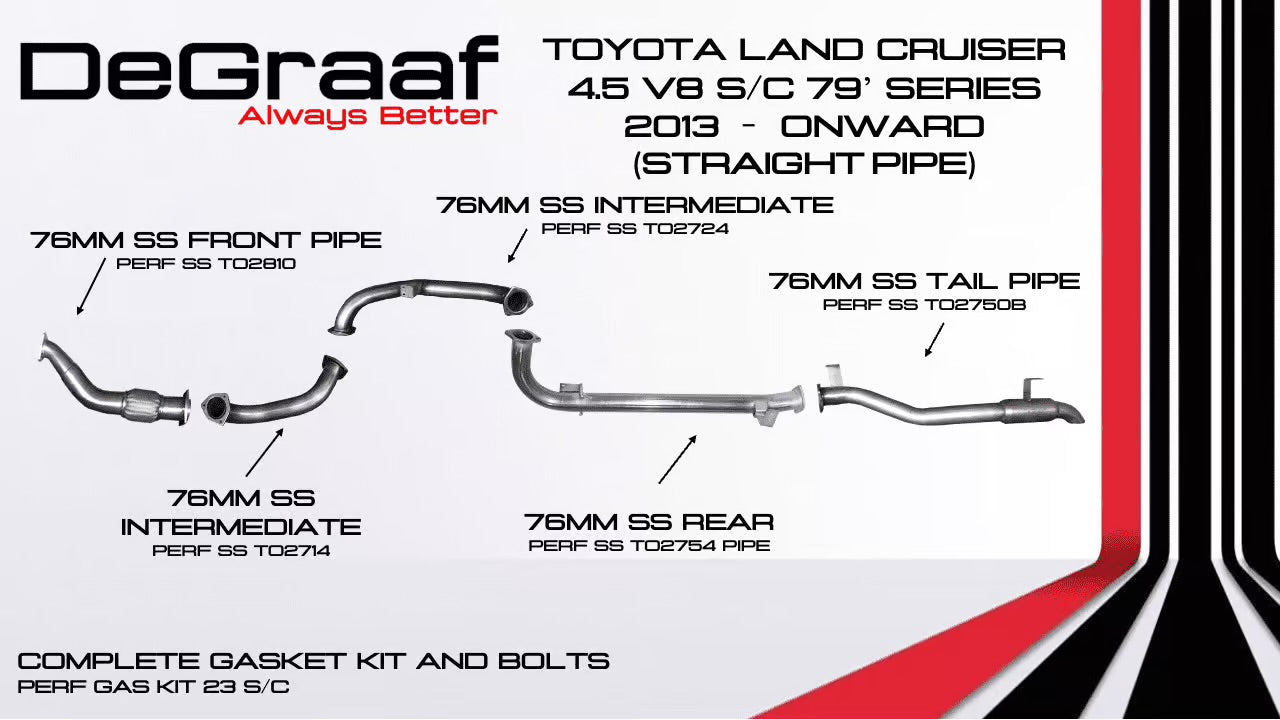 Toyota Land Cruiser 79 Single Cab 4.5D V8 Degraaf LAP Performance Exhaust straight pipe