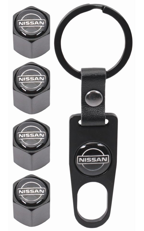 Nissan Valve Cap and Key Ring Set