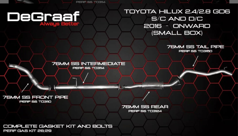 Toyota Hilux GD6 Revo Degraaf BOBW Performance Exhaust For Sale
