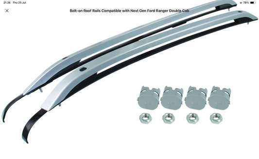 Ford Ranger 2023 Roof Rails Silver Double Cab