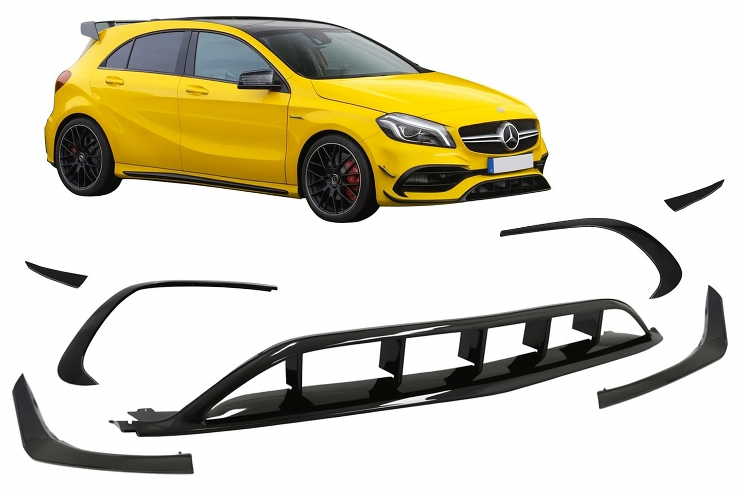 Mercedes-Benz A-Class W176 Gloss Black Front Lip