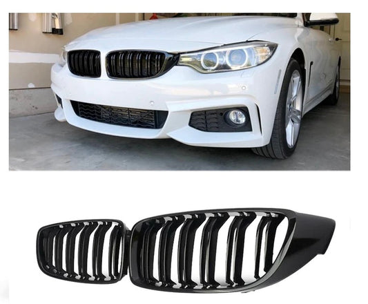 BMW F32 4-Series Piano Black Double Slat Kidney Grille