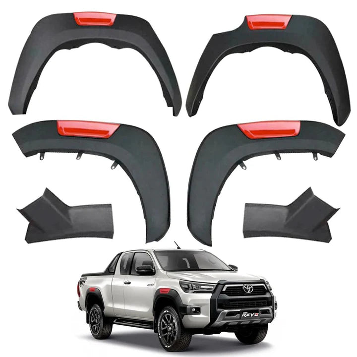 Toyota Hilux Revo Matte Black With Red OEM Style Plastic Wheel Arch (2020-On)