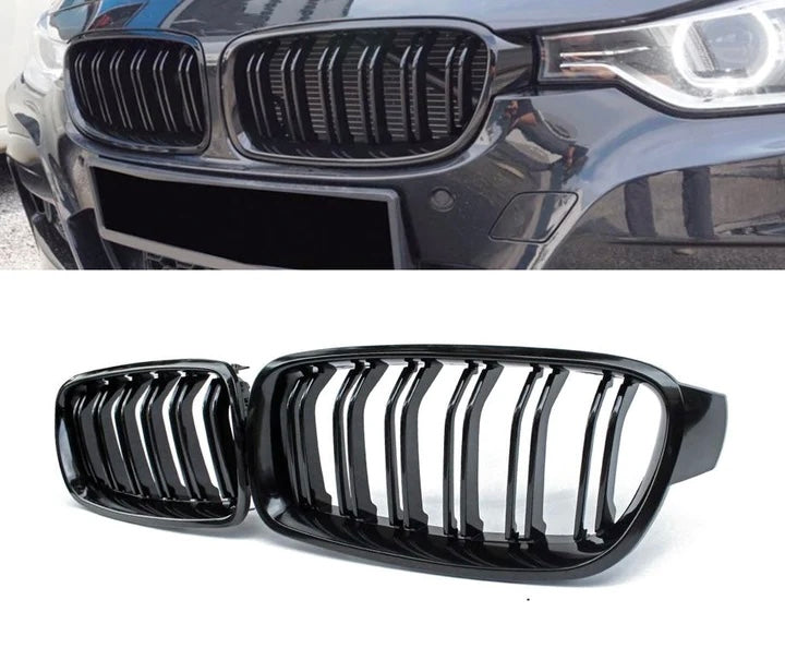 BMW F30 3-Series Piano Black Double Slat Kidney Grille
