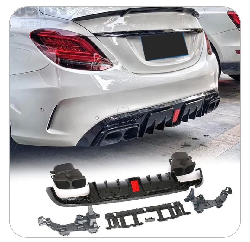 Mercedes C-Class W205 To Brabus Style Diffuser With Tailpipes
