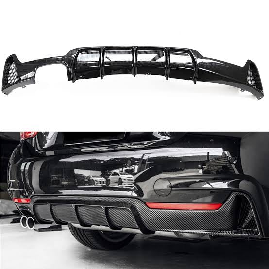 BMW F32 Gloss Black Rear Diffuser Single Sided Double Pipe Diffuser ...